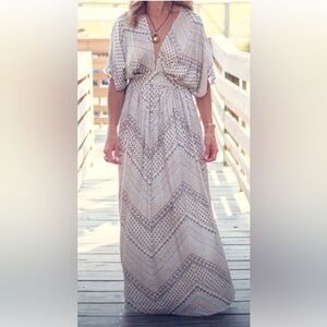 Vici beige patterned maxi dress